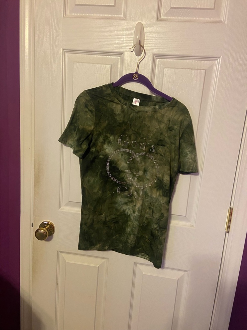 Green Tie-Dye Rhinestone Logo Tee